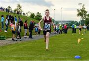 27 May 2018; Criostoir Ormsby, from Mullingar, Co. Westmeath, crosses the line to win the Boys u12 Relay Final during Day 2 of the Aldi Community Games May Festival, which saw over 3,500 children take part in a fun-filled weekend at University of Limerick from 26th to 27th May. Photo by Diarmuid Greene/Sportsfile