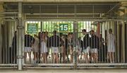 27 May 2018; Kildare players waiting to get access to the pitch before the Leinster GAA Football Senior Championship Quarter-Final match between Carlow and Kildare at O'Connor Park in Tullamore, Offaly. Photo by Matt Browne/Sportsfile