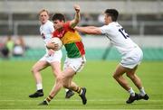 27 May 2018; Ciaran Moran of Carlow in action against Eanna O'Connor of Kildare during the Leinster GAA Football Senior Championship Quarter-Final match between Carlow and Kildare at O'Connor Park in Tullamore, Offaly. Photo by Matt Browne/Sportsfile
