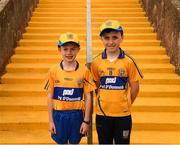 27 May 2018; Clare supporters Jack Browne, left, age nine, and Cathal Noonan, age ten, from Fountain, Ennis, before the Munster GAA Hurling Senior Championship Round 2 match between Clare and Waterford at Cusack Park in Ennis, Co Clare. Photo by Ray McManus/Sportsfile