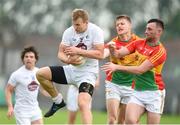 27 May 2018; Peter Kelly of Kildare in action against Eoghan Ruth and Paul Broderick of Carlow during the Leinster GAA Football Senior Championship Quarter-Final match between Carlow and Kildare at O'Connor Park in Tullamore, Offaly. Photo by Matt Browne/Sportsfile