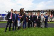 27 May 2018; Lancaster Bomber, with jockey Seamie Heffernan and Winning Connections in the winners enclosure after winning the Tattersalls Gold Cup during the Curragh Races Irish 1000 Guineas Day at the Curragh in Kildare. Photo by Barry Cregg/Sportsfile