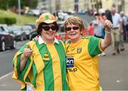 27 May 2018; Mary McErlain and Mary Bonner both from Convoy, Donegal before the Ulster GAA Football Senior Championship Quarter-Final match between Derry and Donegal at Celtic Park in Derry. Photo by Oliver McVeigh/Sportsfile