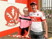 27 May 2018; Christopher McNicholl and his daughter Eimear Dungiven, from Derry, prior to the Ulster GAA Football Senior Championship Quarter-Final match between Derry and Donegal at Celtic Park in Derry. Photo by Oliver McVeigh/Sportsfile
