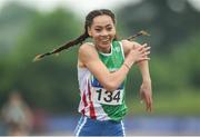 27 May 2018; Davicia Patterson of Beechmount Harriers, Co Antrim, right, reacts as she crosses the line to win the Senior Women's 400m and set a personal best during the Irish Life Health AAI Games and Combined Events Day 2 Combined Events at Morton Stadium in Santry, Dublin. Photo by David Fitzgerald/Sportsfile