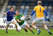 27 May 2018; Cillian O'Sullivan of Meath in action against Daniel Mimnagh and Paddy Collum of Longford during the Leinster GAA Football Senior Championship Quarter-Final match between Longford and Meath at Glennon Brothers Pearse Park in Longford. Photo by Harry Murphy/Sportsfile
