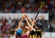 27 May 2018; Enda Morrissey of Kilkenny gathers possession ahead of team-mate Pádraig Walsh and Conor Cooney of Galway during the Leinster GAA Hurling Senior Championship Round 3 match between Galway and Kilkenny at Pearse Stadium in Galway. Photo by Piaras Ó Mídheach/Sportsfile