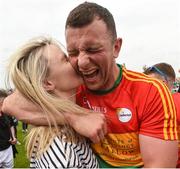 27 May 2018; Darragh Foley of Carlow celebrates with his girlfriend Shona Delaney after the Leinster GAA Football Senior Championship Quarter-Final match between Carlow and Kildare at O'Connor Park in Tullamore, Offaly. Photo by Matt Browne/Sportsfile