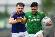 27 May 2018; Ben Brennan of Meath in action against Conor Berry of Longford during the Leinster GAA Football Senior Championship Quarter-Final match between Longford and Meath at Glennon Brothers Pearse Park in Longford. Photo by Harry Murphy/Sportsfile
