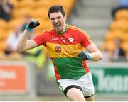 27 May 2018; Conor Lawlor of Carlow celebrates after scoring a late goal against Kildare during the Leinster GAA Football Senior Championship Quarter-Final match between Carlow and Kildare at O'Connor Park in Tullamore, Offaly. Photo by Matt Browne/Sportsfile