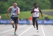 27 May 2018; Mark Kavanagh of Dundrum South Dublin A.C., Co Dublin, left, on his way to winning the Senior Men's 100m ahead of second place Israel Olatende of Dundealgan A.C., Co Louth, during the Irish Life Health AAI Games and Combined Events Day 2 Combined Events at Morton Stadium in Santry, Dublin. Photo by David Fitzgerald/Sportsfile