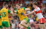 27 May 2018; Hugh McFadden of Donegal celebrates with Patrick McBrearty of Donegal after scoring his side's first goal during the Ulster GAA Football Senior Championship Quarter-Final match between Derry and Donegal at Celtic Park in Derry. Photo by Oliver McVeigh/Sportsfile