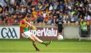 27 May 2018; Paul Broderick of Carlow scores from a freekick during the Leinster GAA Football Senior Championship Quarter-Final match between Carlow and Kildare at O'Connor Park in Tullamore, Offaly. Photo by Matt Browne/Sportsfile