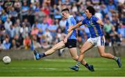 27 May 2018; Brian Fenton of Dublin shoots at goal despite the attention of Ross O'Brien of Wicklow during the Leinster GAA Football Senior Championship Quarter-Final match between Wicklow and Dublin at O'Moore Park in Portlaoise, Co Laois. Photo by Ramsey Cardy/Sportsfile