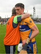 27 May 2018; Clare joint manager Donal Moloney is congratulated by the the Clare full back Conor Cleary after the Munster GAA Hurling Senior Championship Round 2 match between Clare and Waterford at Cusack Park in Ennis, Co Clare. Photo by Ray McManus/Sportsfile