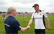 27 May 2018; Kilkenny manager Brian Cody shakes hands with Galway manager Micheál Donoghue after the Leinster GAA Hurling Senior Championship Round 3 match between Galway and Kilkenny at Pearse Stadium in Galway. Photo by Piaras Ó Mídheach/Sportsfile