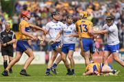 27 May 2018; Players from both sides jostle each other as Clare's Tony Kelly lies on the ground during the Munster GAA Hurling Senior Championship Round 2 match between Clare and Waterford at Cusack Park in Ennis, Co Clare. Photo by Ray McManus/Sportsfile