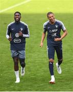 27 May 2018; Samuel Umtiti, left, and Kylian Mbappé during France training at Stade de France in Paris, France. Photo by Stephen McCarthy/Sportsfile