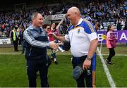 27 May 2018; Dublin manager Jim Gavin shakes hands with Wicklow manager John Evans, right, following the Leinster GAA Football Senior Championship Quarter-Final match between Wicklow and Dublin at O'Moore Park in Portlaoise, Co Laois. Photo by Ramsey Cardy/Sportsfile