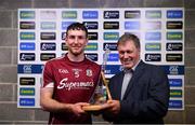 27 May 2018; Michael Lynch, Manager of Kilkenny Mart and Bord Gáis Energy customer, presents the man of the match award to Pádraic Mannion of Galway after the Leinster GAA Hurling Senior Championship Round 3 match between Galway and Kilkenny at Pearse Stadium in Galway. Photo by Piaras Ó Mídheach/Sportsfile