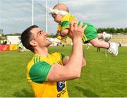 27 May 2018; Paddy McGrath of Donegal and his 3 month old daughter, Isla Rose, after the Ulster GAA Football Senior Championship Quarter-Final match between Derry and Donegal at Celtic Park in Derry. Photo by Oliver McVeigh/Sportsfile