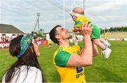27 May 2018; Paddy McGrath of Donegal with his wife Stephanie and his 3 month old daughter, Isla Rose, after the Ulster GAA Football Senior Championship Quarter-Final match between Derry and Donegal at Celtic Park in Derry. Photo by Oliver McVeigh/Sportsfile