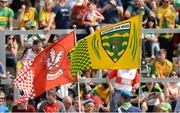 27 May 2018; A general view of flags of both counties before the parade in the Ulster GAA Football Senior Championship Quarter-Final match between Derry and Donegal at Celtic Park in Derry. Photo by Oliver McVeigh/Sportsfile