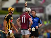 27 May 2018; Referee Fergal Horgan shows the yellow card to Joe Canning of Galway during the Leinster GAA Hurling Senior Championship Round 3 match between Galway and Kilkenny at Pearse Stadium in Galway. Photo by Piaras Ó Mídheach/Sportsfile