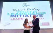 26 May 2018; Ciara Egan, Galway/Roscommon, receives her certificate from Uachtarán Chumann Lúthchleas Gael John Horan at the Dermot Earley Youth Leadership Recognition Day, hosted by the GAA in partnership with Foróige and NUIG. Croke Park in Dublin. Photo by Piaras Ó Mídheach/Sportsfile