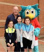 26 May 2018; Aldi Community Games ambassador Paul O'Connell and Community Games mascot Oltan the Owl along with Sophie Coughlan and Saoirse Doran from Thurles, and Kate Ralph from Moycarkey-Borris, Co. Tipperary, during day 1 of the Aldi Community Games. Over 3,500 children took part in Aldi Community Games May Festival on a sun-drenched, fun-filled weekend in University of Limerick from 26th to 27th May. Photo by Diarmuid Greene/Sportsfile