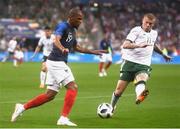 28 May 2018; Djibril Sidibe of France in action against James McClean of Republic of Ireland during the International Friendly match between France and Republic of Ireland at Stade de France in Paris, France. Photo by Stephen McCarthy/Sportsfile