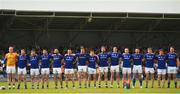 27 May 2018; Longford players during the playing of Amhrán na bhFiann prior to the Leinster GAA Football Senior Championship Quarter-Final match between Longford and  Meath at Glennon Brothers Pearse Park in Longford. Photo by Harry Murphy/Sportsfile