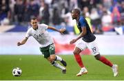 28 May 2018; Djibril Sidibe of France in action against Graham Burke of Republic of Ireland during the International Friendly match between France and Republic of Ireland at Stade de France in Paris, France. Photo by Stephen McCarthy/Sportsfile