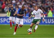 28 May 2018; Djibril Sidibe of France in action against James McClean of Republic of Ireland during the International Friendly match between France and Republic of Ireland at Stade de France in Paris, France. Photo by Seb Daly/Sportsfile
