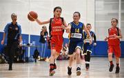 26 May 2018; Erin O'Connor, from Castleisland, Co. Kerry, left, and Kayla McGonagle, from Kilcock, Co. Kildare, competing in the Basketball U11 & O9 Mixed event during the Aldi Community Games May Festival, which saw over 3,500 children take part in a fun-filled weekend at University of Limerick from 26th to 27th May. Photo by Sam Barnes/Sportsfile