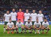28 May 2018; The Republic of Ireland team, back row, from left, Alan Browne, Shane Duffy, Colin Doyle, Kevin Long, Declan Rice and James McClean, with, front row, from left, Callum O'Dowda, Seamus Coleman, Derrick Williams, Jonathan Walters and Shane Long prior to the International Friendly match between France and Republic of Ireland at Stade de France in Paris, France. Photo by Stephen McCarthy/Sportsfile
