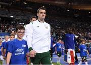 28 May 2018; Republic of Ireland captain Seamus Coleman leads his side out prior to the International Friendly match between France and Republic of Ireland at Stade de France in Paris, France. Photo by Stephen McCarthy/Sportsfile