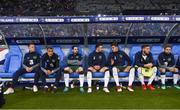 28 May 2018; The Republic of Ireland bench, from left, Shane Supple, Graham Burke, Greg Cunningham, Enda Stevens, John Egan, Matt Doherty and Alan Judge prior to the International Friendly match between France and Republic of Ireland at Stade de France in Paris, France. Photo by Stephen McCarthy/Sportsfile