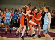 27 May 2018; Players from Castleisland, Co. Kerry, celebrate whilst competing in the Basketball U13 Girls event during during Day 2 of the Aldi Community Games May Festival, which saw over 3,500 children take part in a fun-filled weekend at University of Limerick from 26th to 27th May.  Photo by Sam Barnes/Sportsfile