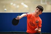 27 May 2018; Oisin O'Sullivan from Adare, Co. Limerick, competing in the Table Tennis U13 & O10 Boys event during Day 2 of the Aldi Community Games May Festival, which saw over 3,500 children take part in a fun-filled weekend at University of Limerick from 26th to 27th May. Photo by Sam Barnes/Sportsfile