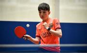 27 May 2018; Oisin O'Sullivan from Adare, Co. Limerick, competing in the Table Tennis U13 & O10 Boys event during Day 2 of the Aldi Community Games May Festival, which saw over 3,500 children take part in a fun-filled weekend at University of Limerick from 26th to 27th May. Photo by Sam Barnes/Sportsfile