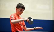 27 May 2018; Oisin O'Sullivan from Adare, Co. Limerick, competing in the Table Tennis U13 & O10 Boys event during Day 2 of the Aldi Community Games May Festival, which saw over 3,500 children take part in a fun-filled weekend at University of Limerick from 26th to 27th May. Photo by Sam Barnes/Sportsfile