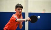 27 May 2018; Oisin O'Sullivan from Adare, Co. Limerick, competing in the Table Tennis U13 & O10 Boys event during Day 2 of the Aldi Community Games May Festival, which saw over 3,500 children take part in a fun-filled weekend at University of Limerick from 26th to 27th May. Photo by Sam Barnes/Sportsfile