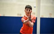 27 May 2018; Oisin O'Sullivan from Adare, Co. Limerick, competing in the Table Tennis U13 & O10 Boys event during Day 2 of the Aldi Community Games May Festival, which saw over 3,500 children take part in a fun-filled weekend at University of Limerick from 26th to 27th May. Photo by Sam Barnes/Sportsfile