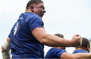 26 May 2018; Tadhg Furlong of Leinster celebrates a try during the Guinness PRO14 Final between Leinster and Scarlets at the Aviva Stadium in Dublin. Photo by Ramsey Cardy/Sportsfile