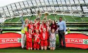 30 May 2018; The SPAR FAI Primary School 5s National Finals took place in Aviva Stadium on Wednesday, May 30th, where former Republic of Ireland International Keith Andrews and current Republic of Ireland women's footballer Megan Campbell were in attendance supporting as girls and boys from 13 counties battled it out for national honours. Pictured is the Clogheen/Kerry - Pike NS team, Co Cork, after winning the Girls Section B Cup during the SPAR FAI Primary School 5s National Finals at Aviva Stadium in Dublin. Photo by Sam Barnes/Sportsfile