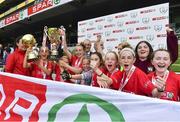 30 May 2018; The SPAR FAI Primary School 5s National Finals took place in the Aviva Stadium on Wednesday, May 30th, where former Republic of Ireland International Keith Andrews and current Republic of Ireland women's footballer Megan Campbell were in attendance supporting as girls and boys from 13 counties battled it out for national honours. Pictured is the Clogheen/Kerry - Pike NS team, Co Cork, after winning the Girls Section B Cup during the SPAR FAI Primary School 5s National Finals at Aviva Stadium in Dublin. Photo by Harry Murphy/Sportsfile