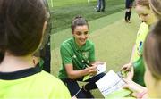 30 May 2018; Republic of Ireland Women's senior team player Leanne Kiernan signs autographs during the Aviva Soccer Sisters Finals at the Aviva Stadium in Dublin. Photo by David Fitzgerald/Sportsfile