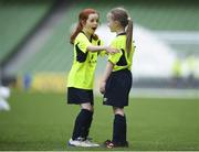 30 May 2018; Liesel Cullen and Laya Murphy of Dundrum FC, Co Dublin, during the Aviva Soccer Sisters Finals at the Aviva Stadium in Dublin. Photo by David Fitzgerald/Sportsfile