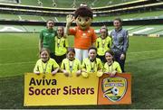 30 May 2018; Republic of Ireland Women's Senior Players Leanne Kiernan, left, and Amanda McQuillan pictured with players from Broadford Utd AFC, Co Limerick, during the Aviva Soccer Sisters Finals at the Aviva Stadium in Dublin. Photo by David Fitzgerald/Sportsfile